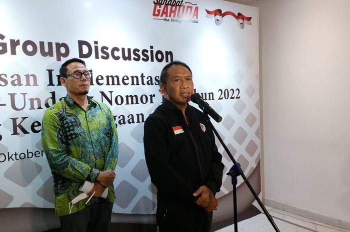 Menteri Pemuda dan Olahraga (Menpora), Zainudin Amali saat ditemui awak media dalam FGD bersama Supporter di Hotel Le Meridien, Jakarta, Jumat (14/10/2022).