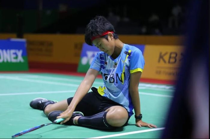 Pebulu tangkis tunggal putri Indonesia, Putri Kusuma Wardani usai kekalahan pada babak 16 besar KB Financial Group Indonesia Masters 2022, Kamis (20/10/2022) 