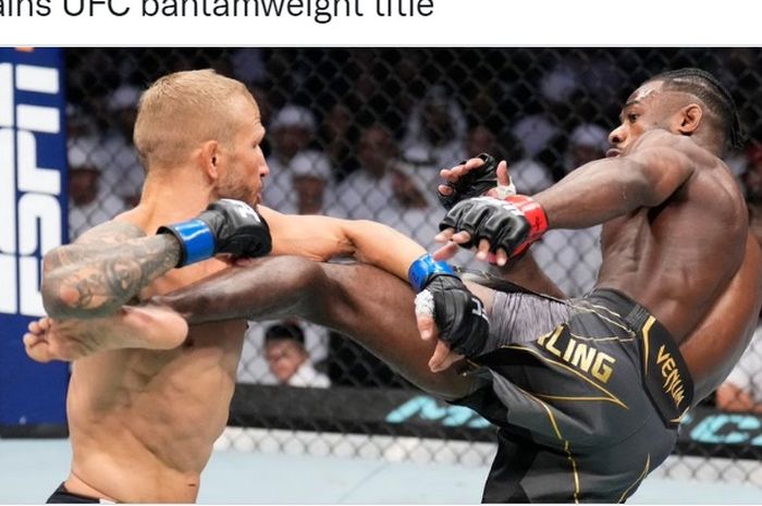 Momen duel TJ DIllashaw melawan Aljamain Sterling pada UFC 280 (23/10/2022) WIB, di Abu Dhabi.