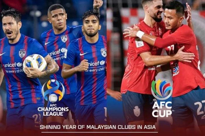 Dua klub asal Malaysia, Johor Darul Ta'zim (kiri) dan Kuala Lumpur City FC.