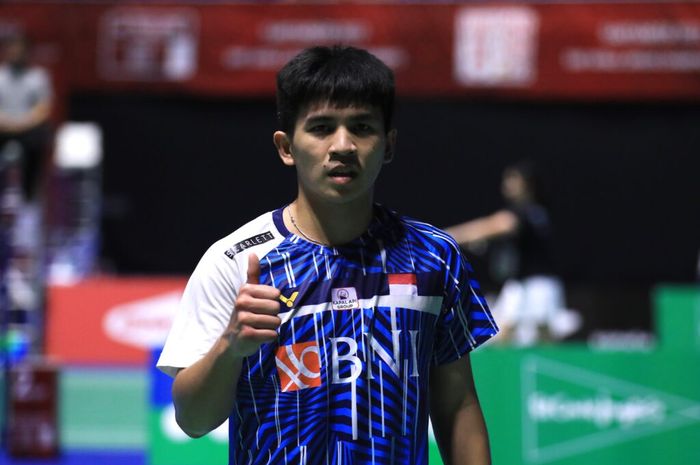 Pebulu tangkis tunggal putra Indonesia, Bodhi Ratana Teja Gotama usai pertandingan babak 32 besar Kejuaraan Dunia Junior 2022, Rabu (26/10/2022)