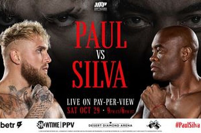 Poster pertarungan tinju antara Jake Paul vs Anderson Silva, Sabtu (29/10/2022) di Glendale, Amerika Serikat.