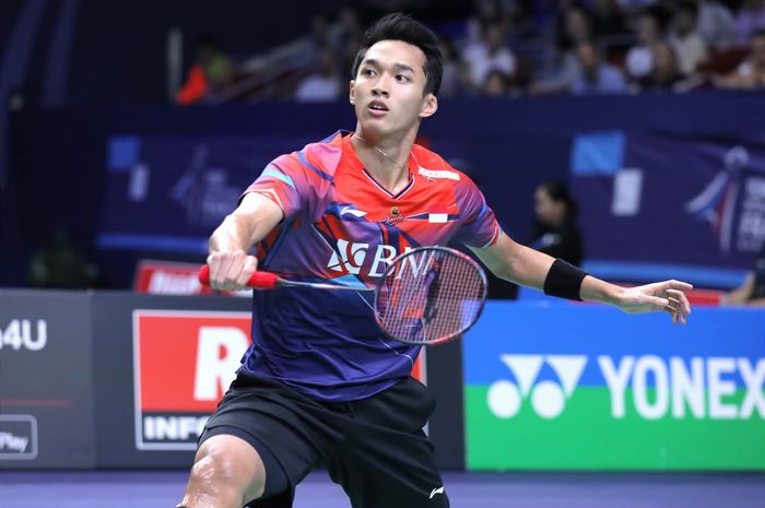 Tunggal putra Indonesia, Jonatan Christie, saat tampil pada perempat final French Open 2022 di Stade Pierre De Coubertin, Jumat (28/10/2022).