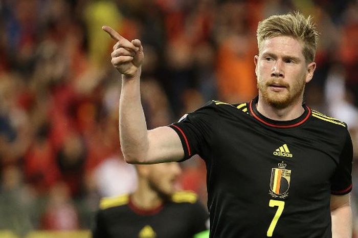 Kevin De Bruyne dalam duel timnas Belgia vs Polandia di Brussels (8/6/2022).