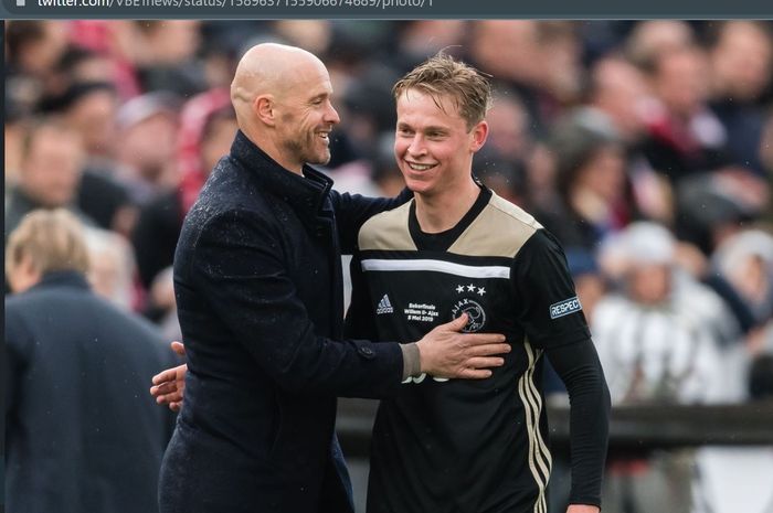 Frenkie de Jong dan Erik ten Hag saat masih sama-sama berada di Ajax Amsterdam.