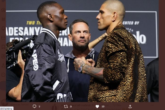 Israel Adesanya dan Alex Pereira akan bertarung lagi pada UFC 287, Minggu (9/4/2023)