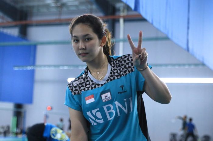 Pebulu tangkis ganda putri Indonesia, Ribka Sugiarto pada sesi latihan perdana menjelang Australia Open 2022, Minggu (13/11/2022)