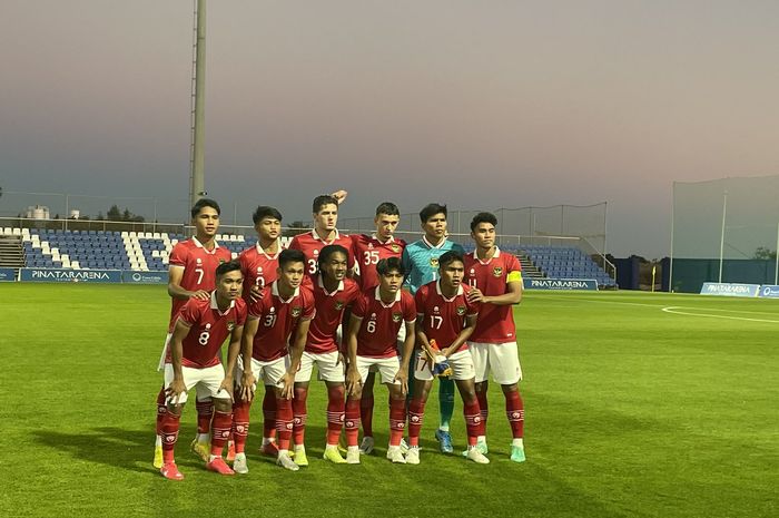 Pemain timnas U-20 Indonesia saat melawan timnas U-20 Prancis. 