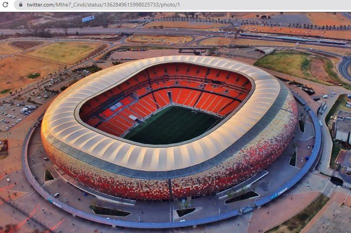 Stadion Soccer City di Johannesburg, Afrika Selatan yang menjadi venue final Piala Dunia 2010 antara timnas Spanyol dan timnas Belanda.