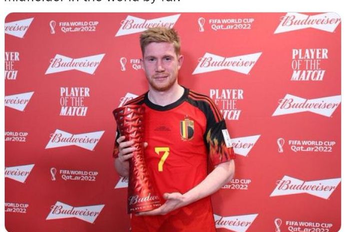 Kevin De Bruyne dinobatkan sebagai MOTM (Man of The Match) dalam laga Belgia vs Kanada di Piala Dunia 2022