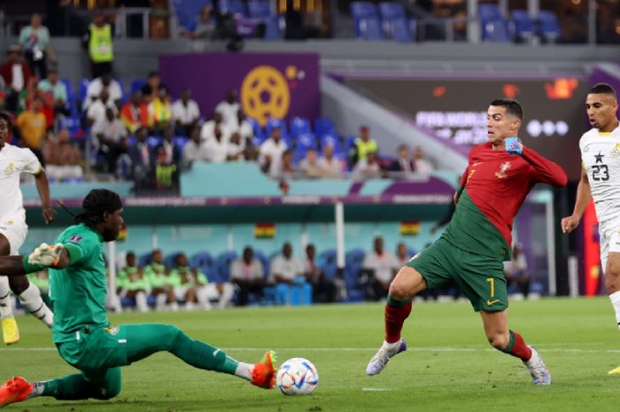 Cristiano Ronaldo saat membela Portugal di laga Grup H Piala Dunia 2022 melawan Ghana.