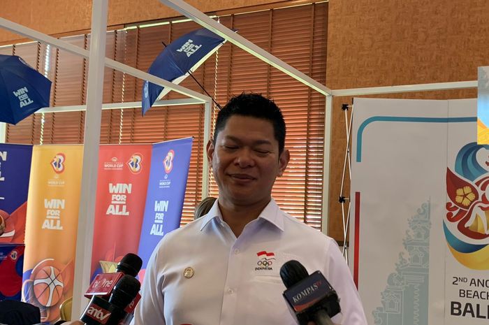 Ketua Komite Olimpiade Indonesia (NOC Indonesia), Raja Sapta Oktohari saat ditemui seusai seminar yang diselenggarakan Indonesia Anti Doping Organization (IADO) atau Lembaga Anti Doping di Hotel Sultan, Jakarta Pusat, Rabu (30/11/2022).