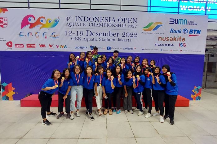 Tim polo air putri Jawa Barat A keluar sebagai juara pada ajang 4th Indonesia Open Aquatic Championship 2022, Selasa (13/12/2022) 