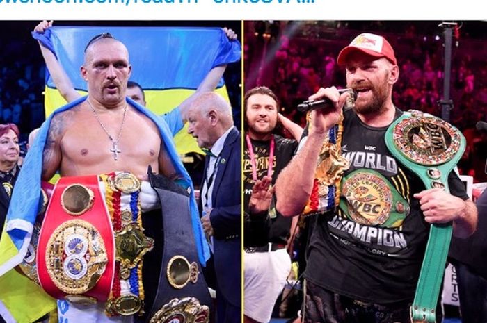 Kolase foto antara Oleksandr Usyk (kiri) dan Tyson Fury (kanan) yang direncanakan bertemu pada laga perebutan gelar undisputed champion pada 2023 mendatang.