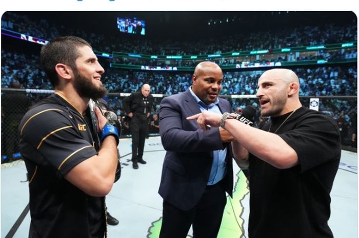 Dua jagoan yang bakal saling tumbuk di UFC 284, Islam Makhachev (kiri), dan Alexander Volkanovski (kanan).