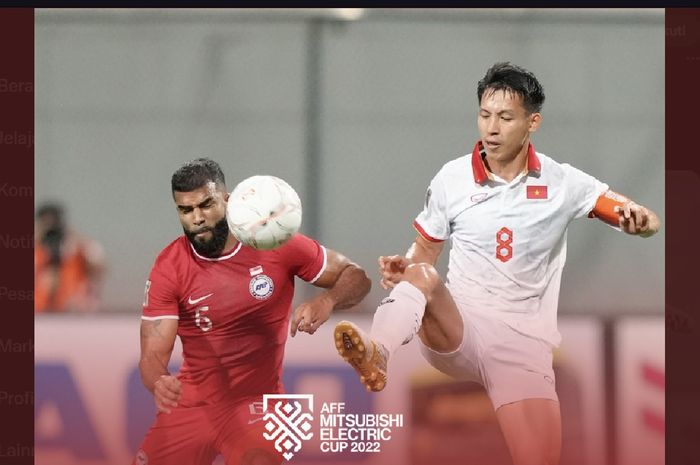 Suasana pertandingan lanjutan Grup B Piala AFF 2022 antara Singapura melawan Vietnam.