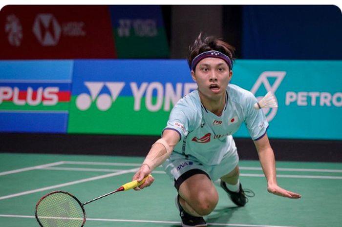 Tunggal putra asal Jepang, Kodai Naraoka, saat tampil di ajang Malaysia Open 2023.