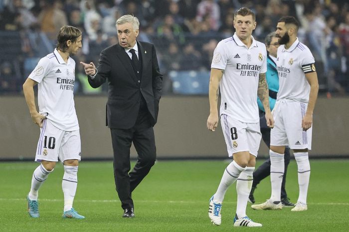 Pelatih Real Madrid, Carlo Ancelotti, tidak menganggap anak buahnya dipermalukan Barcelona saat kalah di final Piala Super Spanyol (15/1/2023).