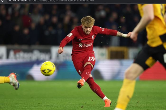 Wonderkid Liverpool, Harvey Elliott, mencetak gol spektakuler ke gawang Wolverhampton Wanderers dalam laga putara ketiga Piala FA