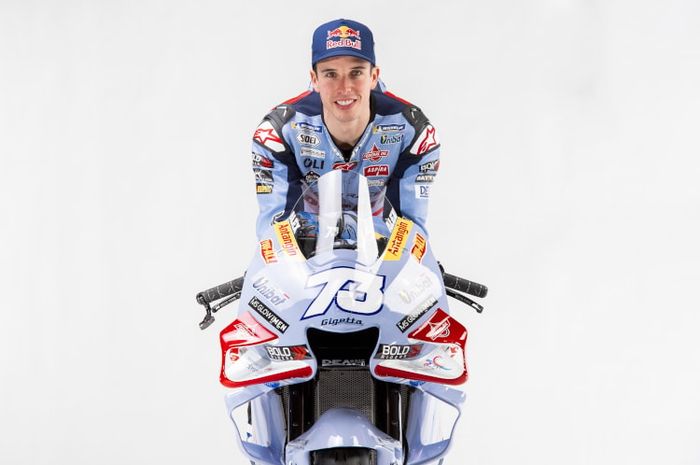 Pembalap tim Gresini Racing, Alex Marquez peluncuran livery baru Gresini Racing untuk MotoGP 2023, Sabtu (21/1/2023)