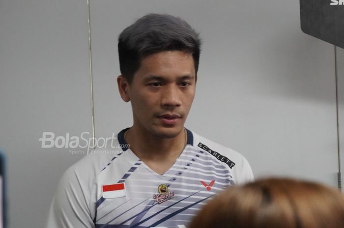 Pebulu tangki ganda putra Indonesia, Yeremia Erich Yoche Yacob Rambitan, saat ditemui di sesi konferensi pers jelang Indonesia Masters 2023 di Istora Gelora Bung Karno, Senayan, Jakarta, 23 Januari 2023.