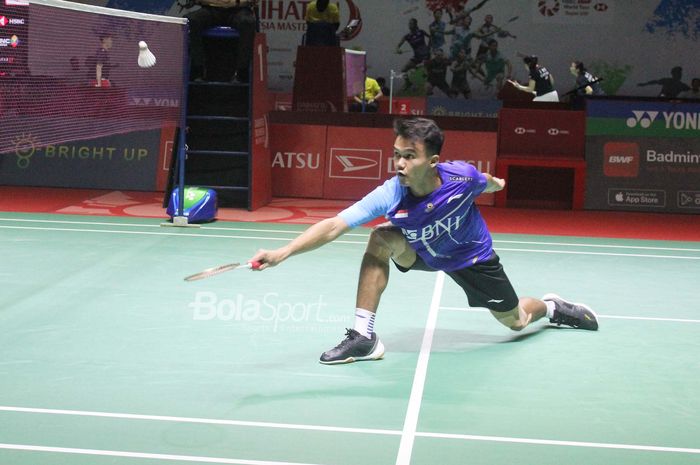 Pebulu tangkis tunggal putra Indonesia, Christian Adinata pada babak kualifikasi Indonesia Masters 2023, Selasa (24/1/2023) 