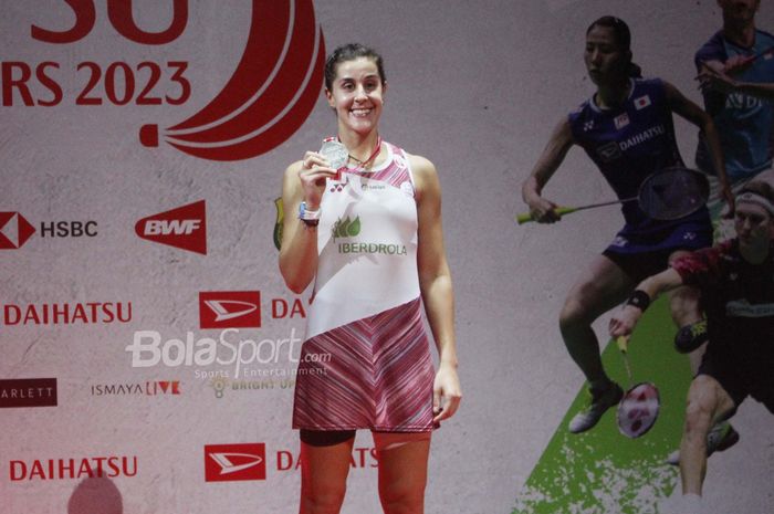 Tunggal putri asal Spanyol, Carolina Marin, keluar sebagai runner up Indonesia Masters 2023 usai kalah di partai final melawan An Se-young (Korea Selatan)  di Istora Senayan, Jakarta, Minggu (29/1/2023).