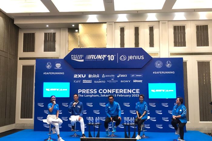 Konferensi pers Pocari Sweat Run 2023 yang berlangsung di kawasan Senayan, Jakarta, Minggu (5/2/2023)