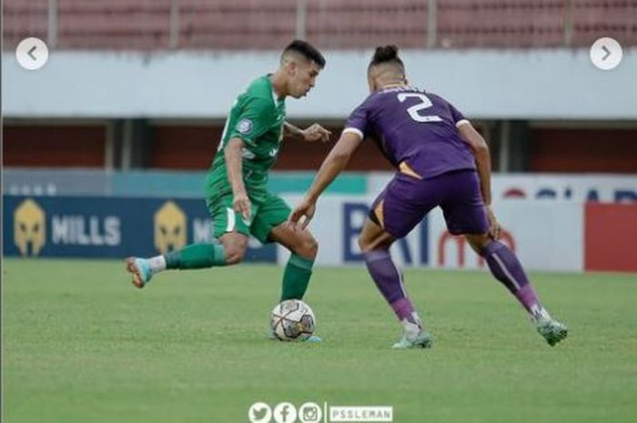 Suasana pertandingan PSS Sleman versus Persik Kediri pada pertandingan pekan ke-23 Liga 1 2022-2023, Kamis (9/2/2023).