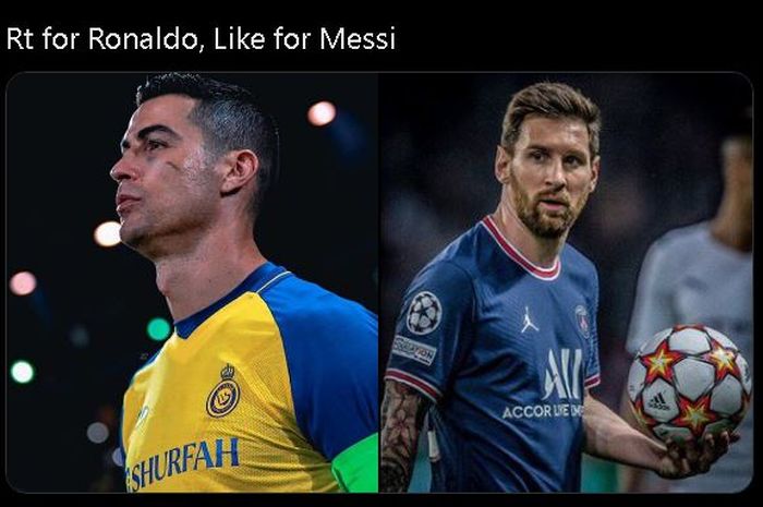 Dua superstar sepak bola, Cristiano Ronaldo dan Lionel Messi