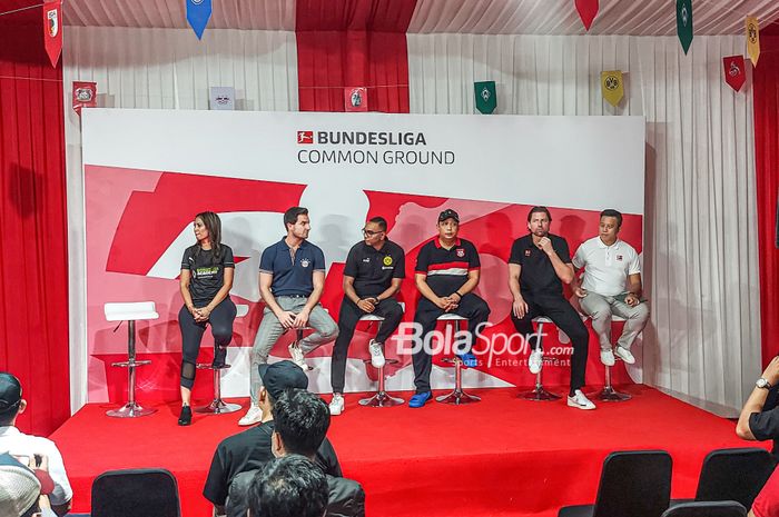 Suasana sesi jumpa pers Bundesliga Common Ground di RPTRA Bhineka, Pesanggrahan, Jakarta, 11 Februari 2023.