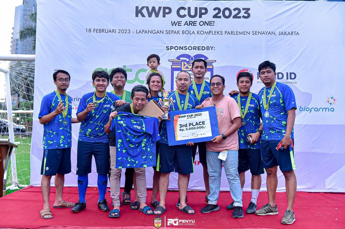 PSSI Pers menduduki peringkat ketiga dalam turnamen KWP Cup 2023 di Lapangan DPR, Senayan, Jakarta Pusat, Sabtu (18/2/2023)   