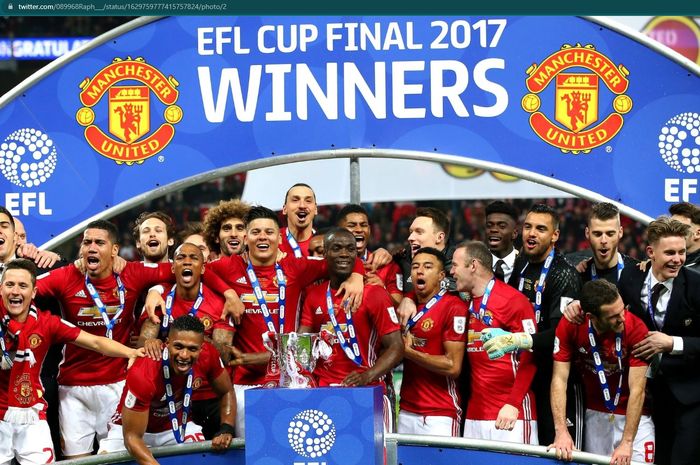 Skuad juara Manchester United ketika memenangkan gelar Piala Liga Inggris edisi 2016-2017.