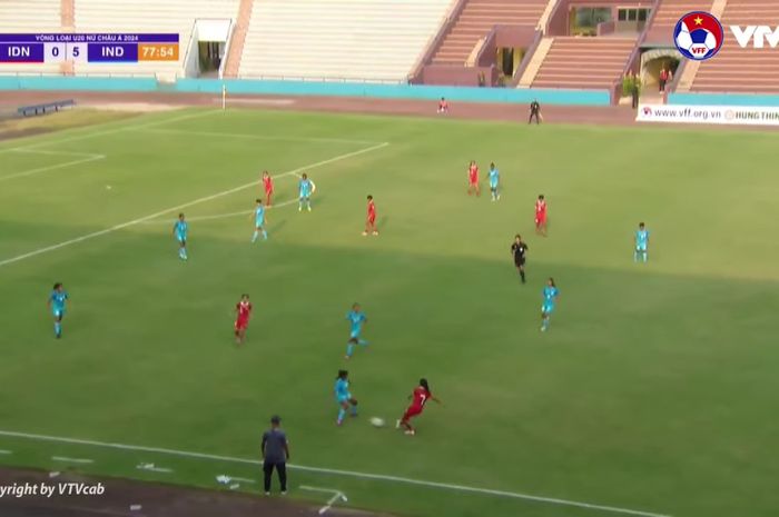 Timnas U-20 putri Indonesia Vs India U-20 dalam Kualifikasi Piala Asia Wanita U-20 2023 di Stadion Viet Tri, Vietnam, Kamis (9/3/2023).