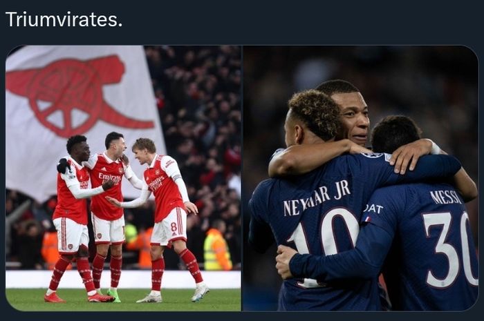 Kehadiran trio maut Arsenal membuat mereka menjadi klub kembaran Paris Saint-Germain pada musim 2022-2023.