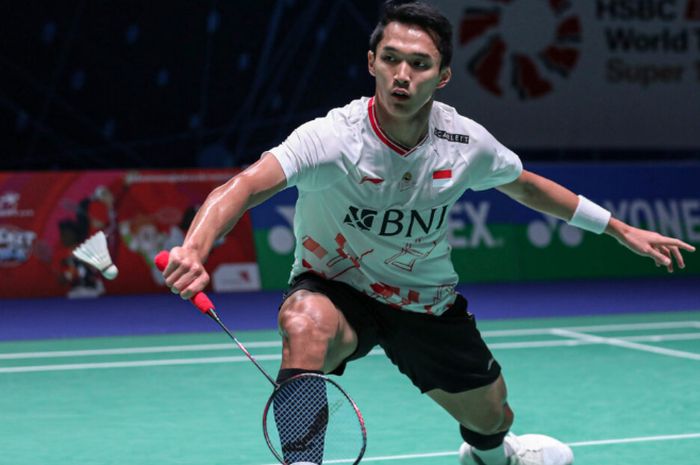 Tunggal putra Indonesia, Jonatan Christie, saat tampil pada babak pertama All England Open 2023 di Utilita Arena Birmingham, Inggris, Rabu (15/3/2023).