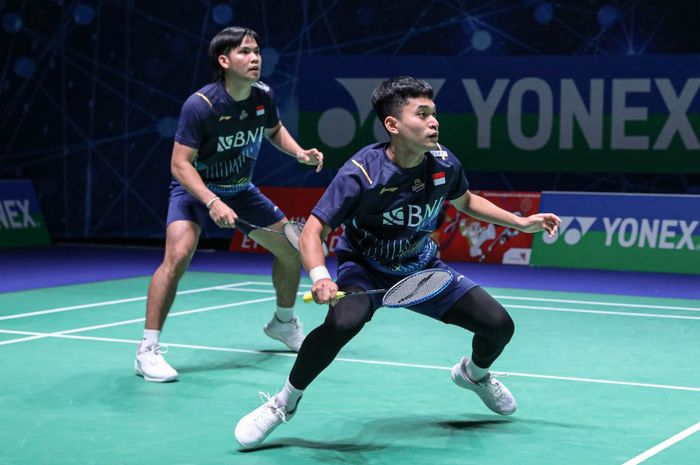 Pasangan ganda putra Indonesia, Leo Rolly Carnando/Daniel Marthin, pada babak kedua All England Open 2023, Kamis (16/3/2023).