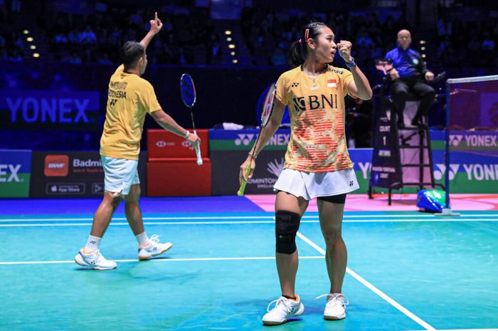 Rehan Naufal Kusharjanto/Lisa Ayu Kusumawati saat tampil di perempat final All England Open 2023, di Utilita Arena Birmingham, Inggris, Jumat (17/3/2023).