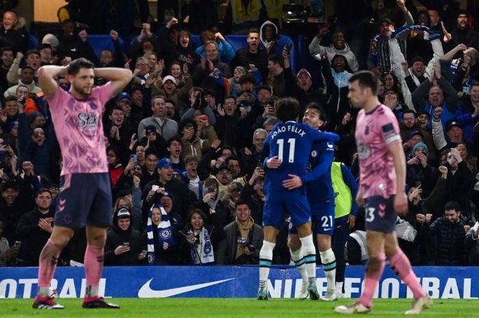 Joao Felix merayakan gol ke gawang Everton dalam lanjutan Liga Inggris 2022-2023.