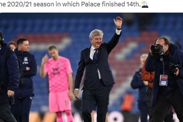 Pelatih Crystal Palace, Roy Hodgson, sedang melambaikan tangan. Jadi juru taktik tertua Liga Inggris, Hodgson sampaikan 3 kalimat penting.