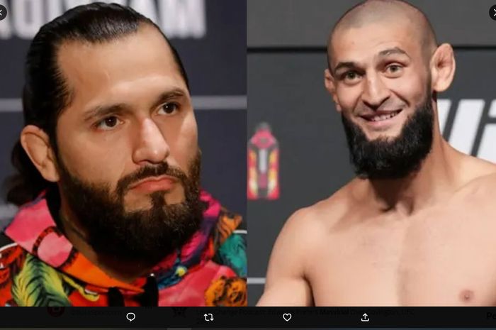 Montase dua jagoan kelas welter UFC, Jorge Masvidal (kiri) dan Khamzat Chimaev (kanan)