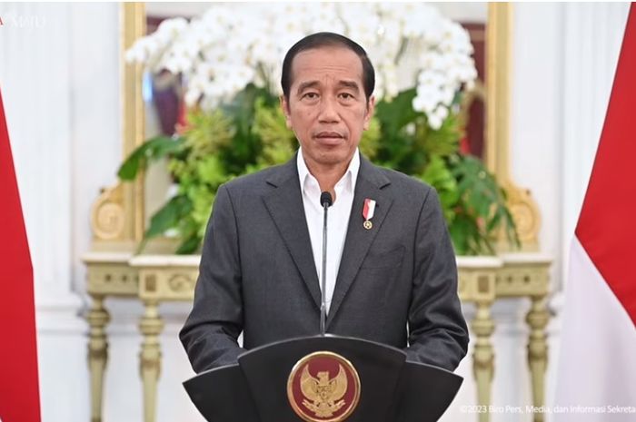 Presiden Republik Indonesia, Joko Widodo, saat memberikan pernyataan tentang Israel dan Piala Dunia U-20 2023, Selasa (28/3/2023).