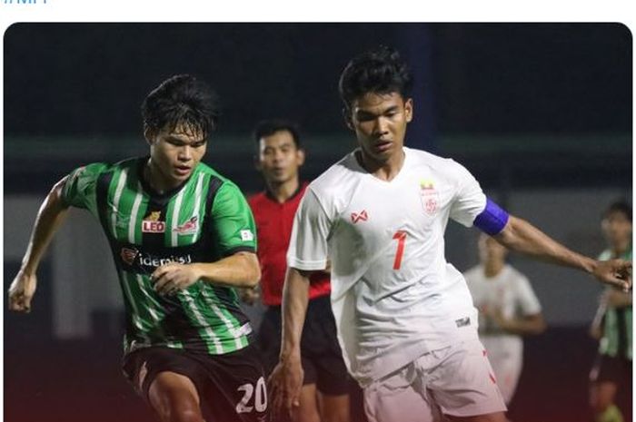 Suasana pertandingan Timnas U-22 Myanmar melawan Bangkok FC di laga uji coba jelang SEA Games 2023.