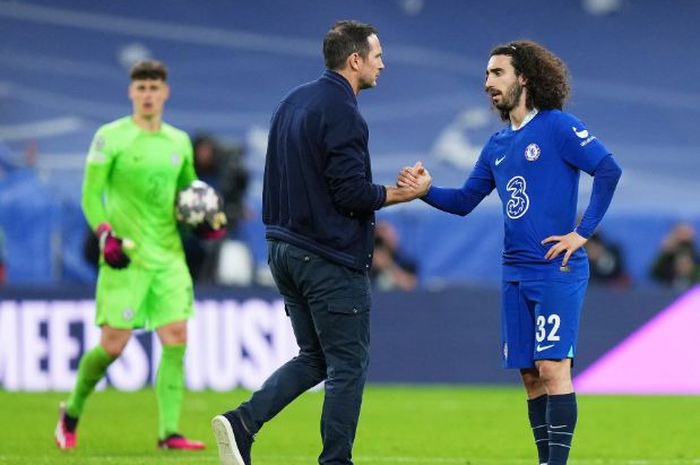 Marc Cucurella dan Frank Lampard usai laga melawan Real Madrid.