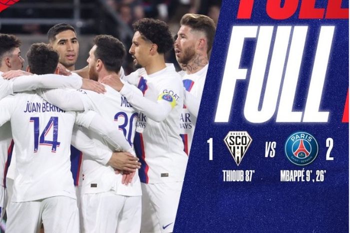 PSG mengalahkan Angers 2-1 pada pekan ke-32 Liga Prancis, Jumat (21/4/2023) di Stadion Raymond Kopa. 