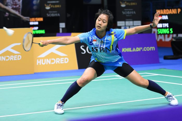 Tunggal putri Indonesia, Putri Kusuma Wardani tampil pada babak pertama Kejuaraan Asia 2023 yang digelar di Sheikh Rashid bin Hamdan Indoor Hall, Dubai, Uni Emirat Arab, Rabu (26/4/2023)