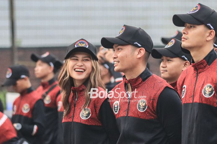 Suasana pelepasan kontingen Indonesia untuk SEA Games 2023 di Kantor Kemenpora, Senayan, Jakarta, Selasa (2/5/2023) pagi.