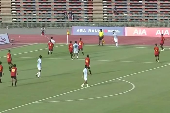 Laga Myanmar Vs Timor Leste di Olympic Stadium, Phnom Penh, Kamboja pada laga grup A SEA Games 2023, Selasa (2/5/2023). 