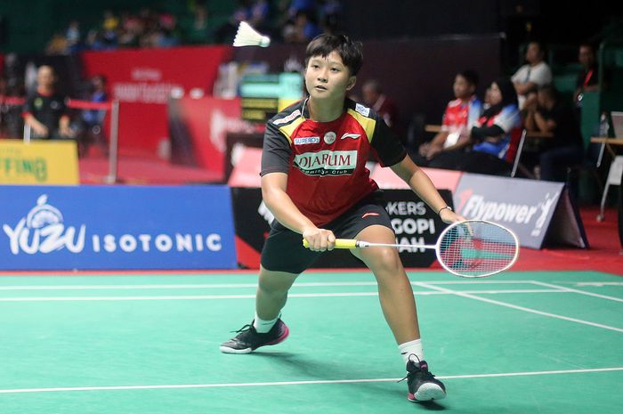 Tunggal putri PB Djarum Salsabila Amiradana yang turun pada partai pertama Grup Y Superliga Junior 2023 melawan Chloe Lam Jing Yee dari Malaysia pada Senin (8/5/2023), di GOR Djarum, Magelang, Jawa Tengah.