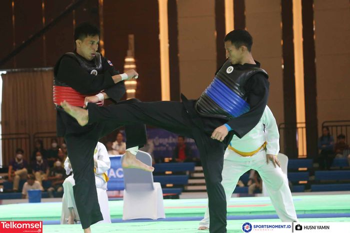 Ilustrasi pertandingan pencak silat pada SEA Games 2023.